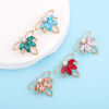 Picture of 304 Stainless Steel Charms Gold Plated Maple Leaf Multicolor Rhinestone 22mm x 17.5mm