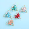 Picture of 304 Stainless Steel Charms Gold Plated Maple Leaf Multicolor Rhinestone 22mm x 17.5mm