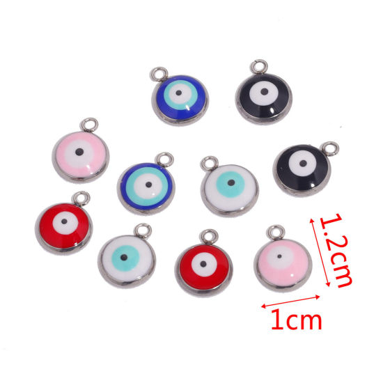 Picture of 304 Stainless Steel Charms Silver Tone Evil Eye