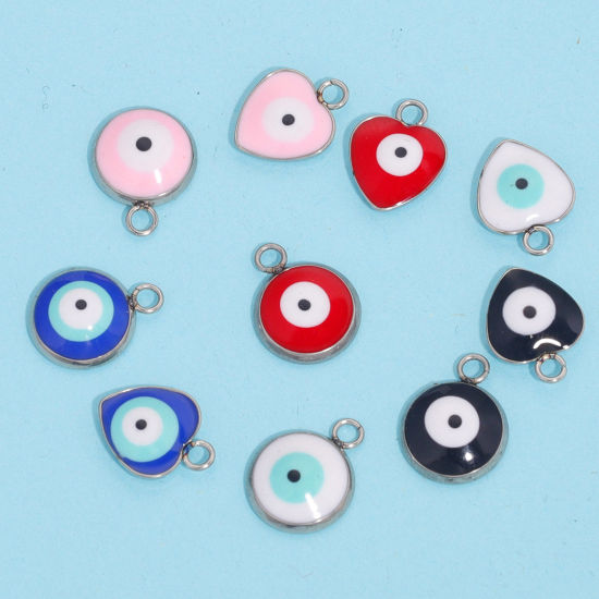 Picture of 304 Stainless Steel Charms Silver Tone Evil Eye