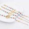 Picture of 304 Stainless Steel Religious Bracelets Gold Plated Evil Eye Enamel 17cm(6 6/8") long
