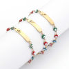 Picture of 304 Stainless Steel Religious Bracelets Gold Plated Rectangle Evil Eye Enamel 17cm(6 6/8") long