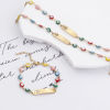 Picture of 304 Stainless Steel Religious Bracelets Gold Plated Rectangle Evil Eye Enamel 17cm(6 6/8") long