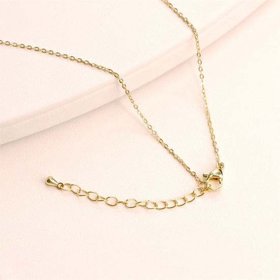 Imagen de Respetuoso del Medio Ambiente Exquisito Elegante 18k Chapado en Oro Cobre+ Circón Artificial Cable Cadena Cruz Corazón Collar con Colgante Para Mujeres Día de San Valentín 1 Unidad