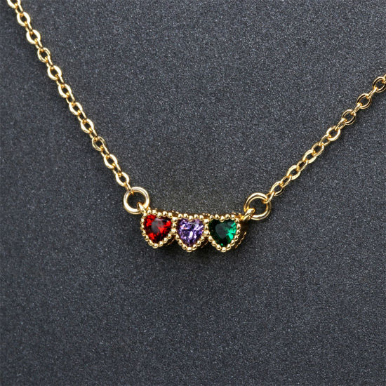 Imagen de Respetuoso del Medio Ambiente Exquisito Elegante 18k Chapado en Oro Cobre+ Circón Artificial Cable Cadena Cruz Corazón Collar con Colgante Para Mujeres Día de San Valentín 1 Unidad