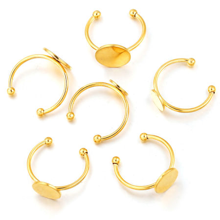 304 Stainless Steel Open Rings Multicolor Round Glue On 17mm(US Size 6.5)