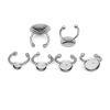 Picture of 304 Stainless Steel Open Rings Silver Tone Round Cabochon Settings 16mm(US size 5.25)