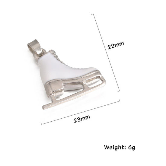 Imagen de 2 Unidades Zamak Deporte Colgantes Charms Tono de Plata Multicolor Patines de Hielo Multicolor Rhinestone) 23mm x 22mm