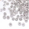 Picture of Zinc Based Alloy Beads Caps Flower Carved Pattern Antique Silver Color