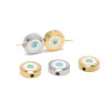 Picture of 304 Stainless Steel Beads Flat Round White & Blue Evil Eye Enamel 11mm Dia.