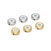 Picture of 304 Stainless Steel Beads Flat Round White & Blue Evil Eye Enamel 11mm Dia.