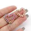 Picture of 304 Stainless Steel Charms Multicolor Link Chain Heart Hollow 22mm x 21mm