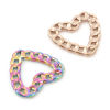 Picture of 304 Stainless Steel Charms Multicolor Link Chain Heart Hollow 22mm x 21mm