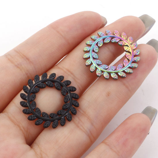 Изображение 304 Нержавеющая Сталь Подвески Кольцо Разноцветный Лист 22мм Диаметр, 1 ШТ