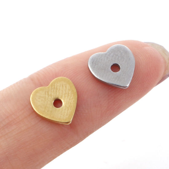 Imagen de 304 Acero Inoxidable Granos del espaciador Corazón 8mm x 8mm, 10 Unidades