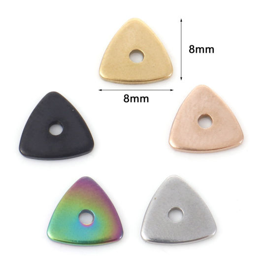 Image de Perles d'entretoise en 304 Acier Inoxydable Triangle 8mm x 8mm, 10 Pcs
