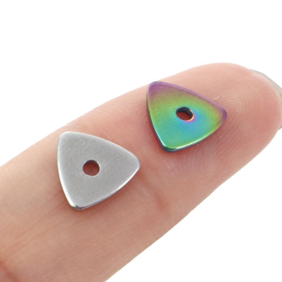 Image de Perles d'entretoise en 304 Acier Inoxydable Triangle 8mm x 8mm, 10 Pcs