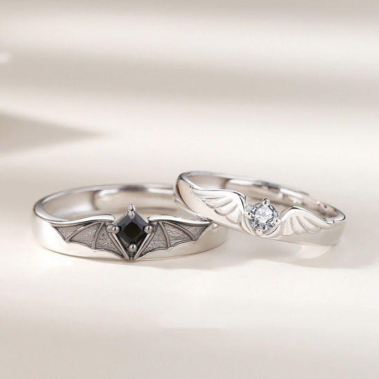 Picture of Brass Couple Open Adjustable Rings Wing Platinum Plated                                                                                                                                                                                                       