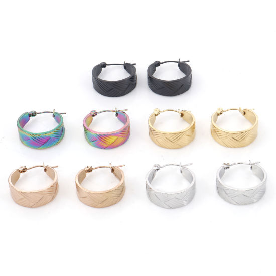 Bild von 316 Edelstahl Stilvoll Ohrreifen Bunt Ring Streifen 21mm x 20mm, Drahtstärke: (21 gauge), 1 Paar