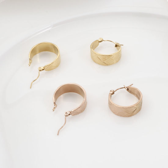 Bild von 316 Edelstahl Stilvoll Ohrreifen Bunt Ring Streifen 21mm x 20mm, Drahtstärke: (21 gauge), 1 Paar