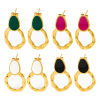Picture of Eco-friendly Stylish Retro 14K Real Gold Plated 304 Stainless Steel Irregular Circle Ring Enamel Earrings For Women