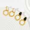 Picture of Eco-friendly Stylish Retro 14K Real Gold Plated 304 Stainless Steel Irregular Circle Ring Enamel Earrings For Women