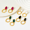 Picture of Eco-friendly Stylish Retro 14K Real Gold Plated 304 Stainless Steel Irregular Circle Ring Enamel Earrings For Women