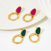 Picture of Eco-friendly Stylish Retro 14K Real Gold Plated 304 Stainless Steel Irregular Circle Ring Enamel Earrings For Women