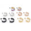 Image de Boucles d'Oreilles Créole Anneaux en 316 Acier Inoxydable Forme de C Feuilles de Fleur 24mm x 20mm , Epaisseur de Fil: (20 gauge), 1 Paire