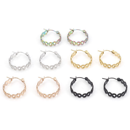 Immagine di 316 Acciaio inossidabile orecchino cerchio Anello Simbolo di Infinito Filigrana 22mm x 21mm, Posta / Filo Dimensione: (21 misura), 1 Paio
