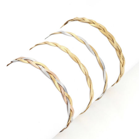 304 Stainless Steel Snake Chain Bracelets Braided 18.5cm(7 2/8") long