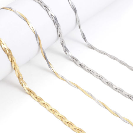 304 Stainless Steel Snake Chain Necklace Braided 45cm(17 6/8") long