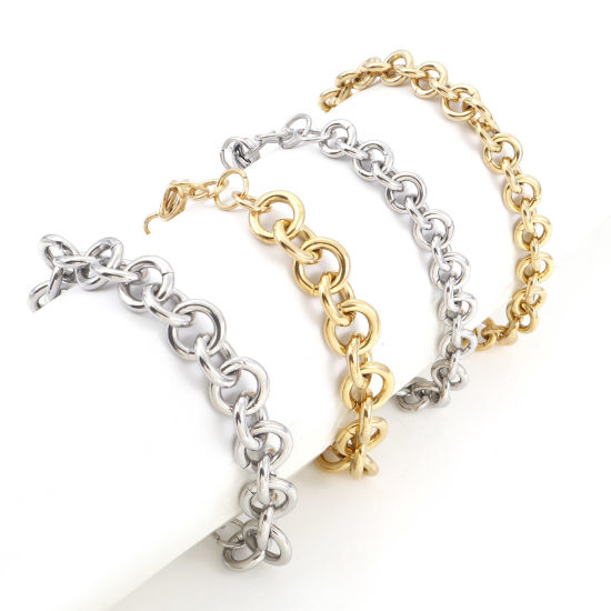 Immagine di 304 Acciaio Inossidabile Rollo Catena Braccialetti 21cm Lunghezza, 1 Pz
