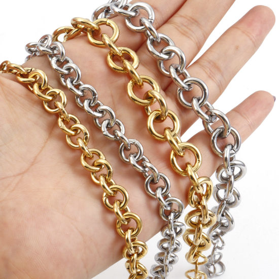 Immagine di 304 Acciaio Inossidabile Rollo Catena Braccialetti 21cm Lunghezza, 1 Pz