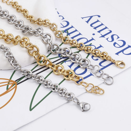 Immagine di 304 Acciaio Inossidabile Rollo Catena Braccialetti 21cm Lunghezza, 1 Pz