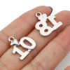 Imagen de Zamak Colgantes Charms Número Tono de Plata Corazón 20 Unidades