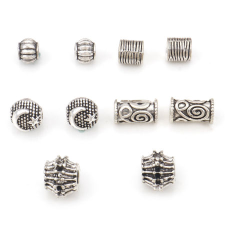Zinc Based Alloy Spacer Beads Antique Silver Color Round Moon
