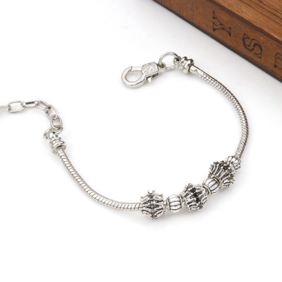 Immagine di Lega di Zinco Perline Argento Antico Tondo Luna 100 Pz