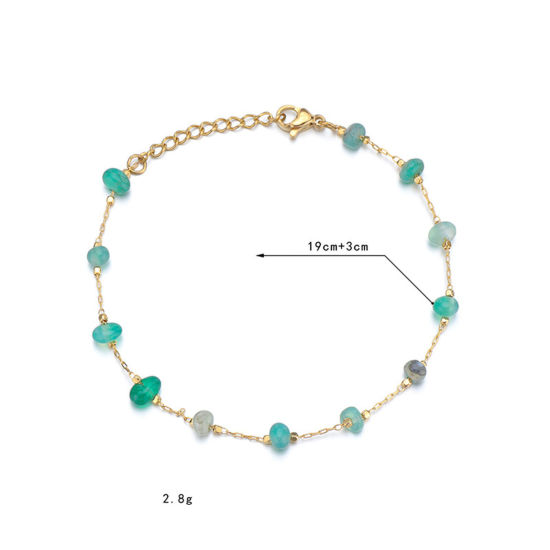 Immagine di 304 Acciaio Inossidabile Stile Bohemien Braccialetti Oro Placcato Multicolore Scheggia di Perle 19cm Lunghezza, 1 Pz