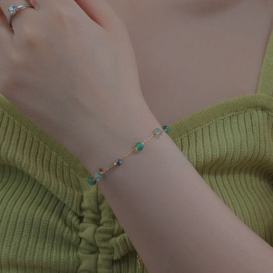 Immagine di 304 Acciaio Inossidabile Stile Bohemien Braccialetti Oro Placcato Multicolore Scheggia di Perle 19cm Lunghezza, 1 Pz