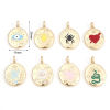 Bild von 1 Stück Messing Charms 18K Echtgold plattiert Bunt Oval Emaille Klar Zirkonia 25mm x 17mm