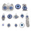Picture of Zinc Based Alloy Religious Charms Antique Silver Color Blue Evil Eye With Resin Cabochons