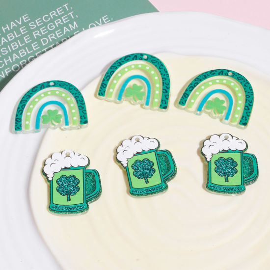 Image de Pendentifs en Acrylique Fête de la St Patrick Vert 5 Pcs