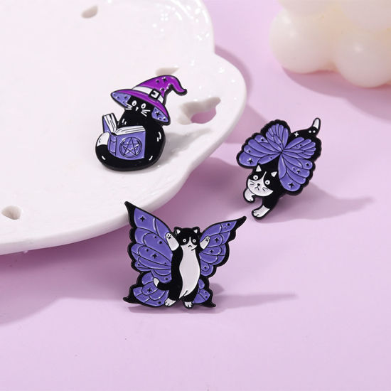 Immagine di Carino Spilla Gatto Ali Multicolore Smalto 1 Pz