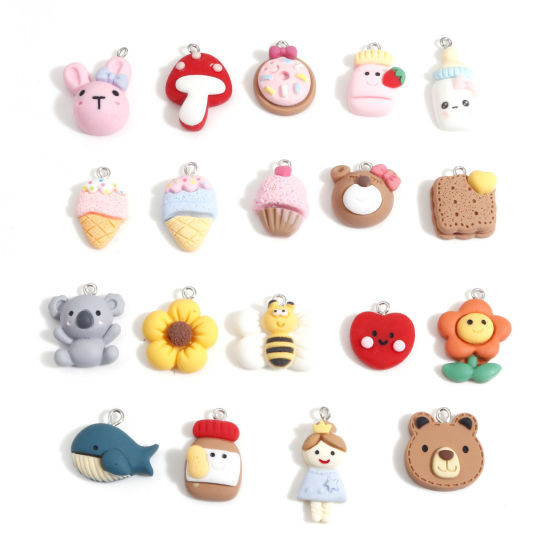 Picture of Resin Charms Animal Food Silver Tone Multicolor