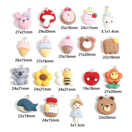 Picture of Resin Charms Animal Food Silver Tone Multicolor