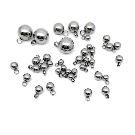 Picture of 304 Stainless Steel Charms Silver Tone Round