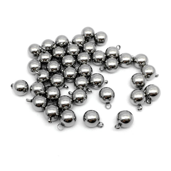 Picture of 304 Stainless Steel Charms Silver Tone Round