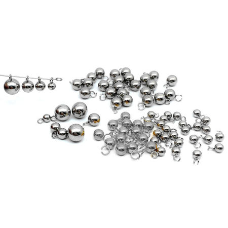 304 Stainless Steel Charms Silver Tone Round