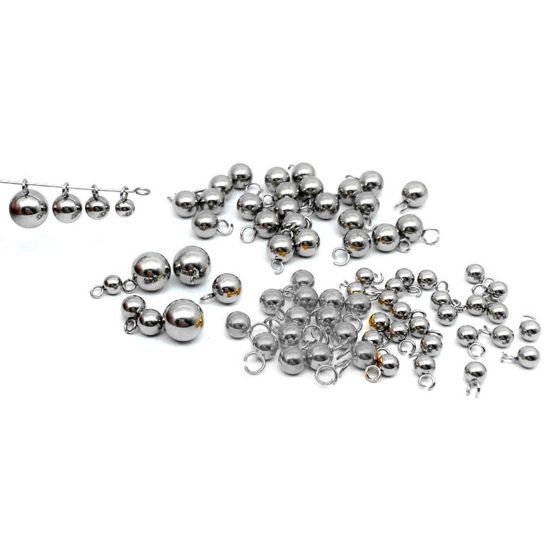 Picture of 304 Stainless Steel Charms Silver Tone Round